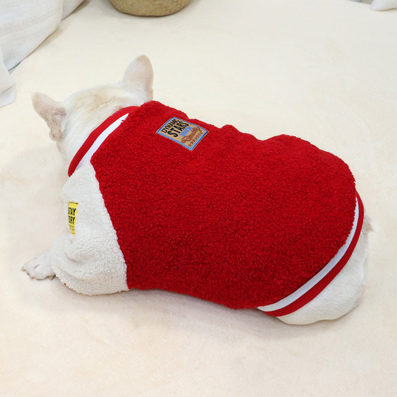 Lambswool Quilted Thick Winter Dog Clothes | Fat Dog Warm Jacket