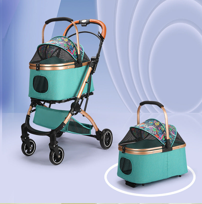 Pet stroller, suitable for small and medium dogs, pet folding stroller