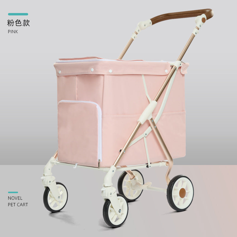 Foldable pet stroller with large space suitable