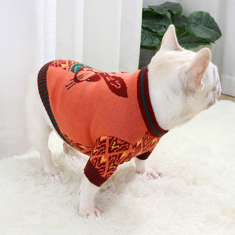 Dog Warm Clothes Cardigan Button Dog Sweater French Bulldog Pug