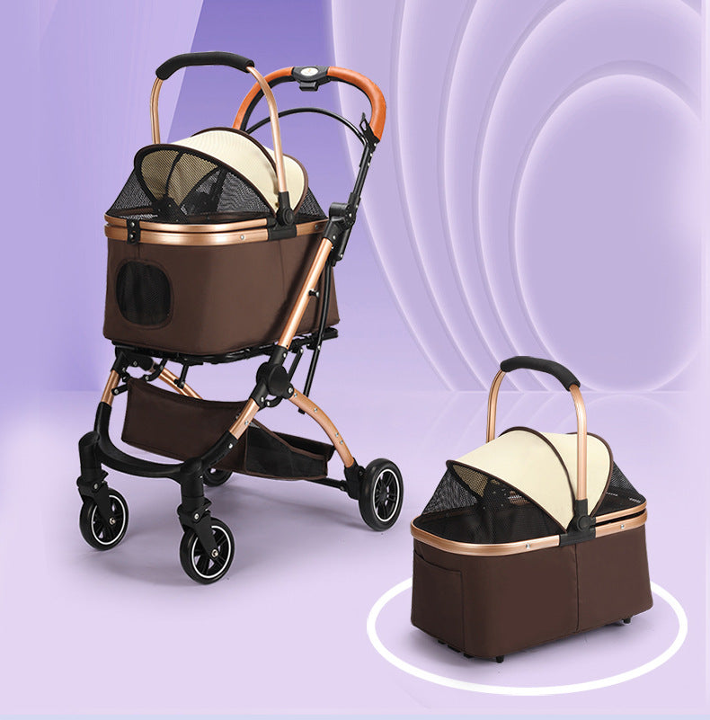 Pet stroller, suitable for small and medium dogs, pet folding stroller