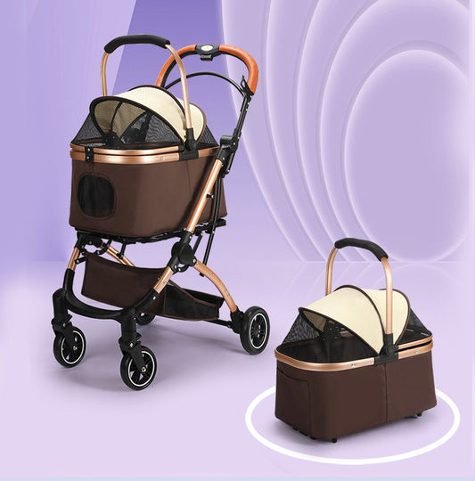 Pet stroller, suitable for small and medium dogs, pet folding stroller