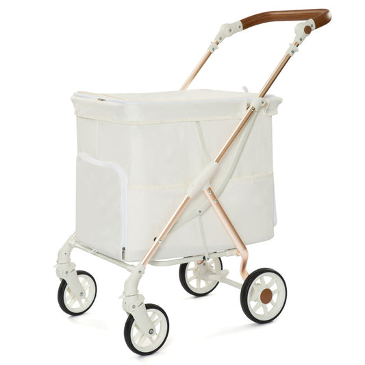 Foldable pet stroller with large space suitable