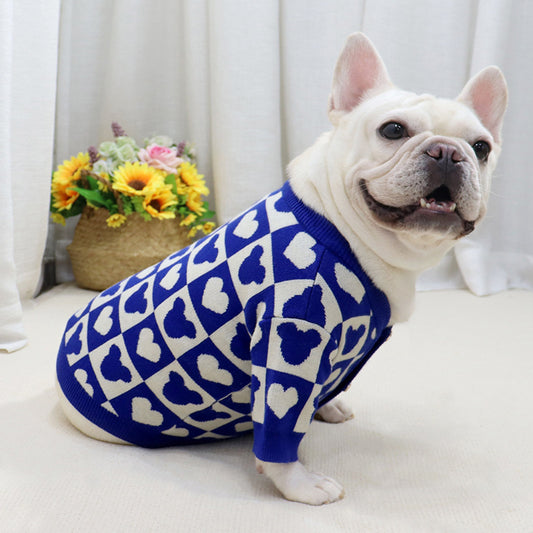 Fat dog winter clothes sweater cardigan button dog sweater