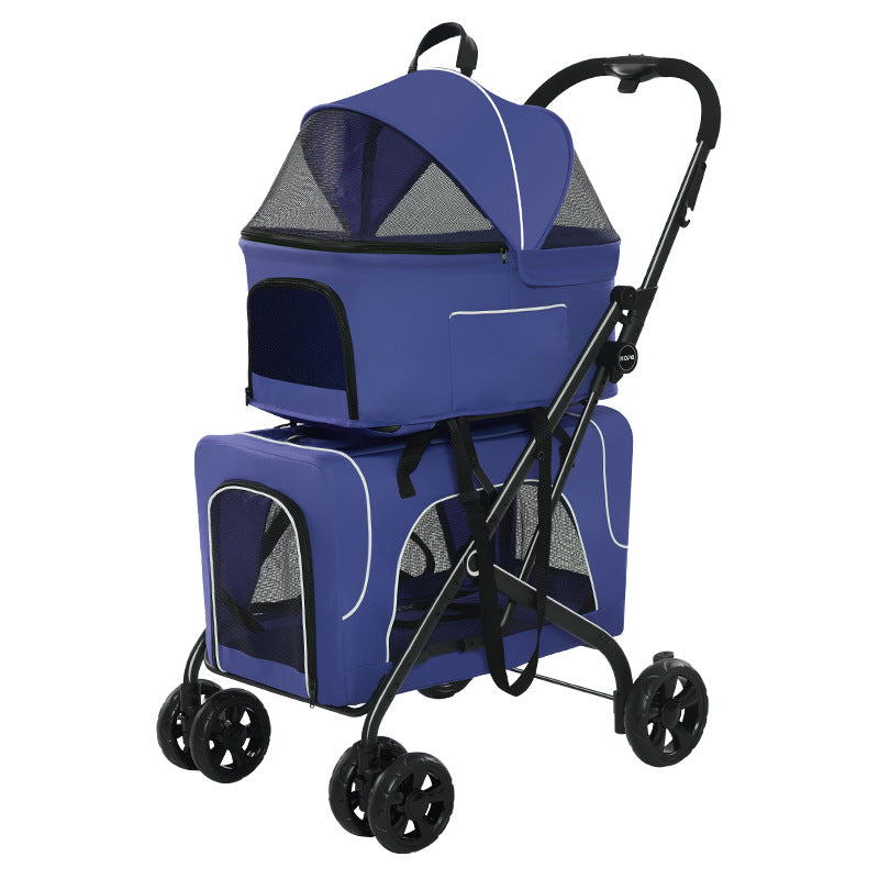 Pet stroller - 2 pets, foldable, suitable for small and medium dogs