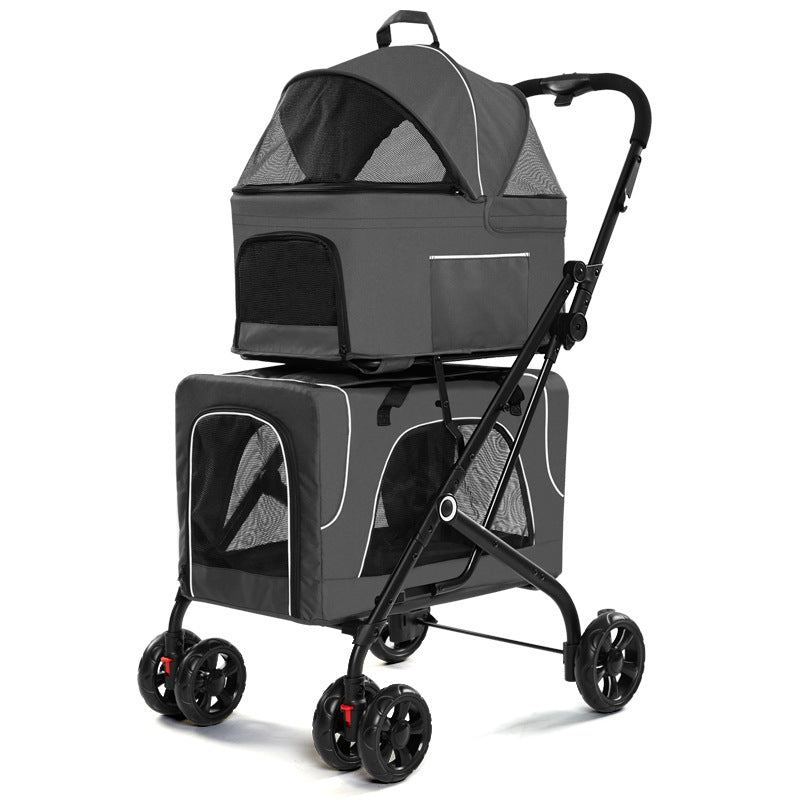 Pet stroller - 2 pets, foldable, suitable for small and medium dogs