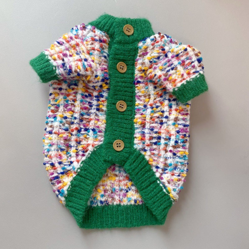 Colorful dot cardigan sweater for small dogs and cats