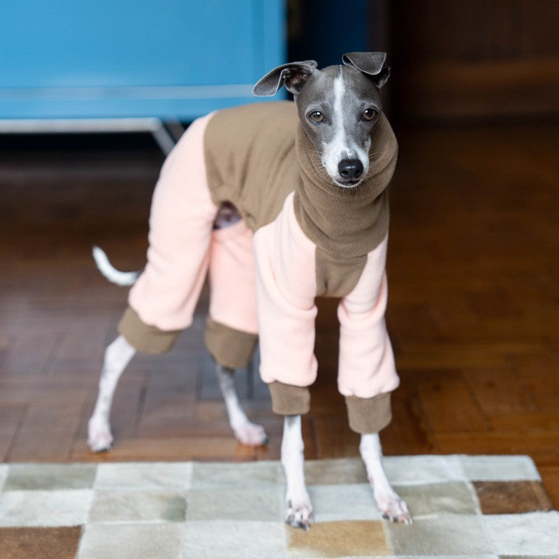 High-collar soft warm dog four-legged coat