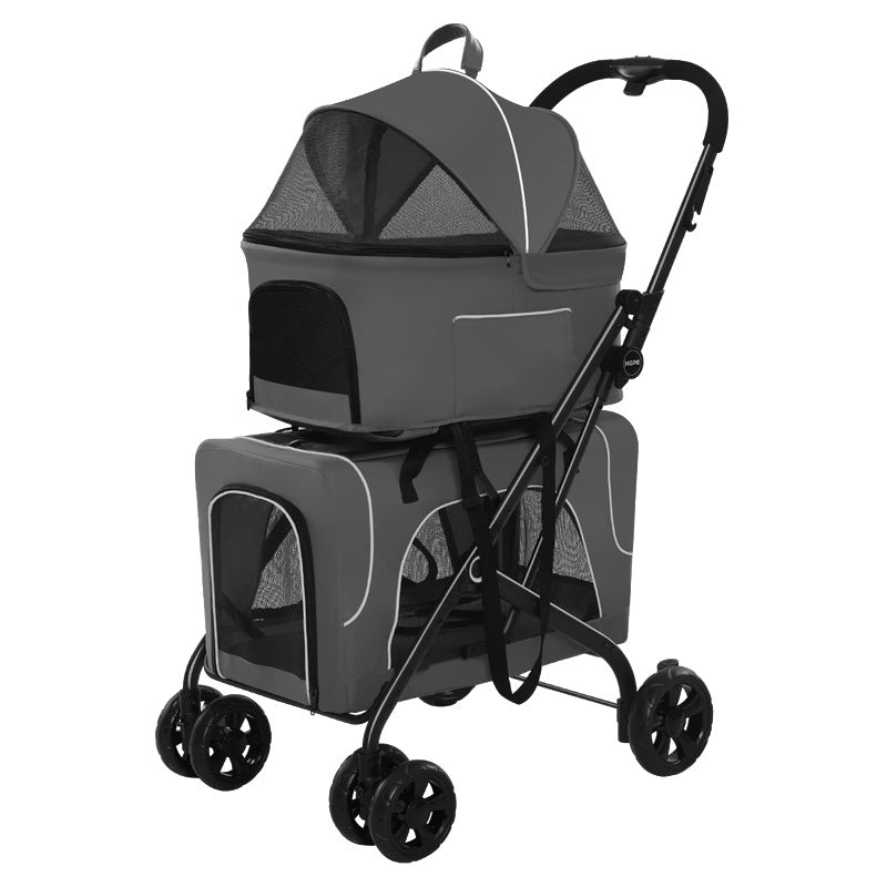 Pet stroller - 2 pets, foldable, suitable for small and medium dogs