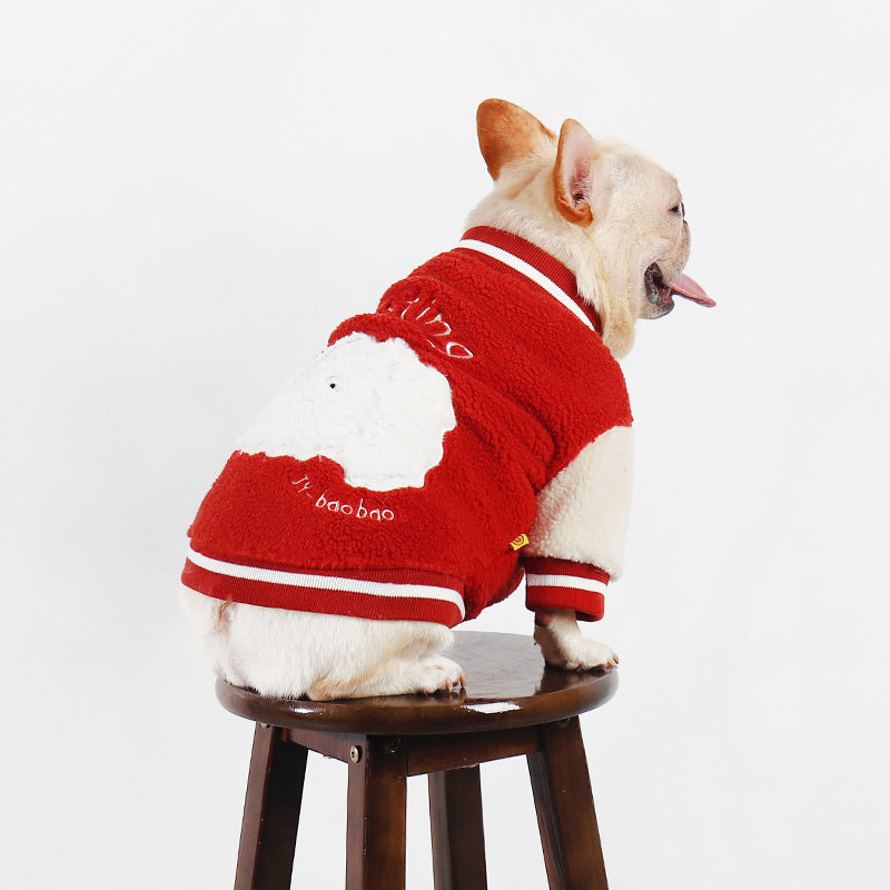 Pug French Bulldog Winter Thick Fleece Coat Pet Baseball Jacket