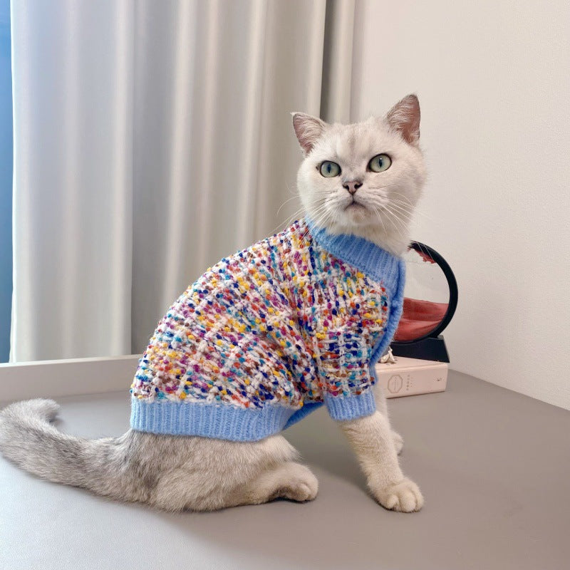 Colorful dot cardigan sweater for small dogs and cats