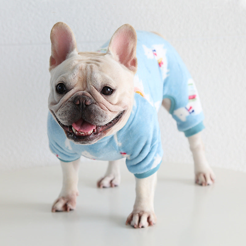 Cartoon fleece warm dog pajamas