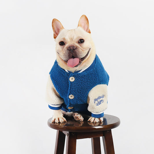 Dog winter coat thick polar fleece warm pug french bulldog bichon baseball jacket