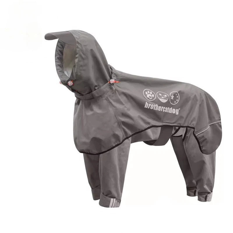 Dog raincoat waterproof integrated raincoat, four legged reflective assault suit with adjustable hood for sheepdogs Labrador