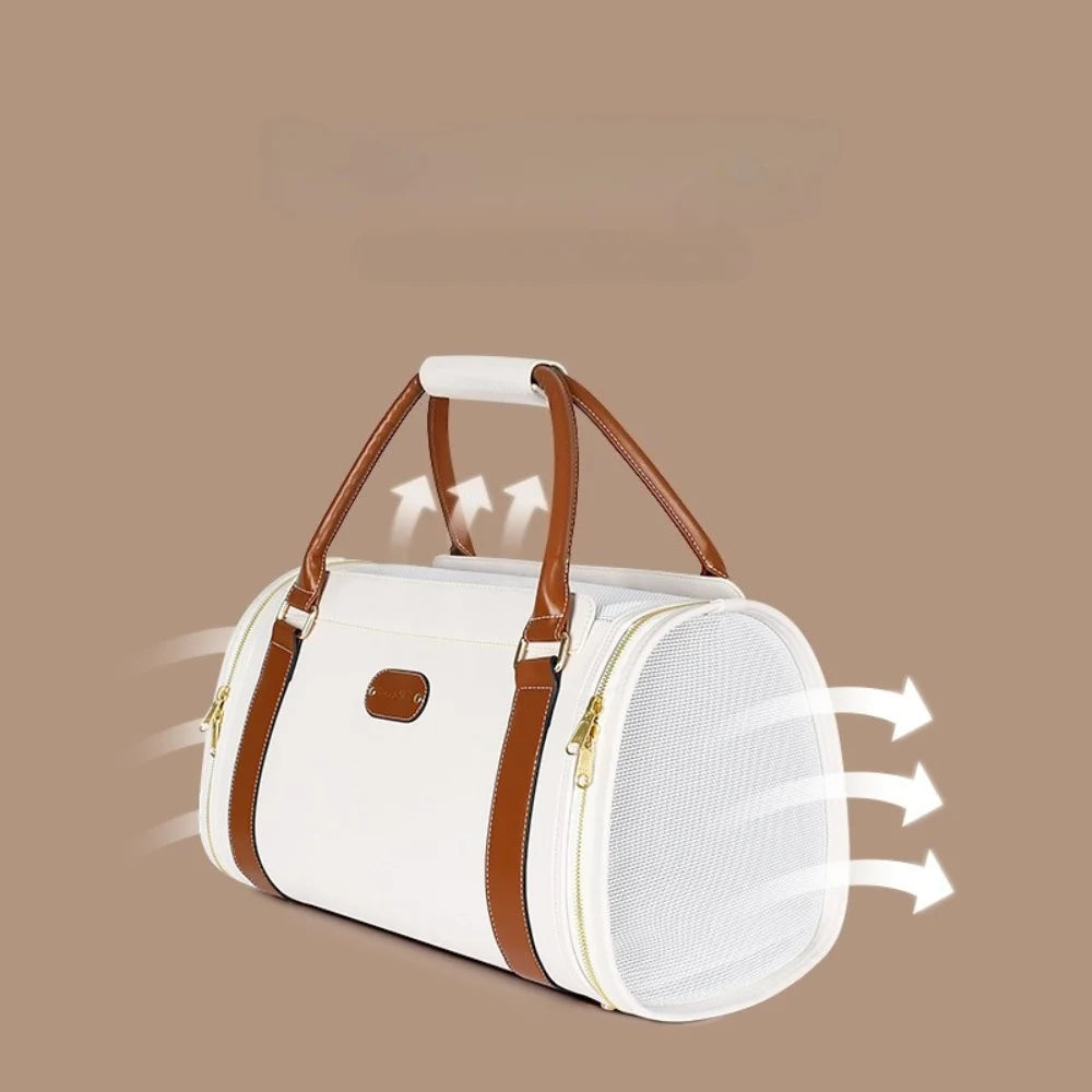 Luxury PU Leather Pet Bag for Small Dogs and Cats Travel Tote Bag Breathable Washable Mat