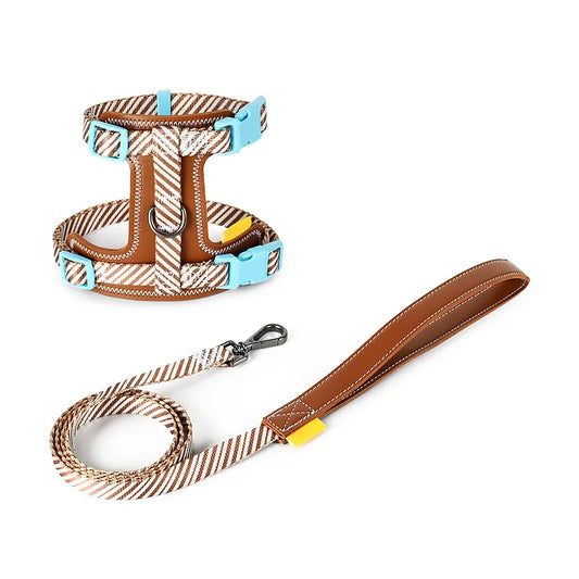 Dog leather chest strap with traction rope, soft and comfortable, lightweight dog collar, suitable for small dogs and cats