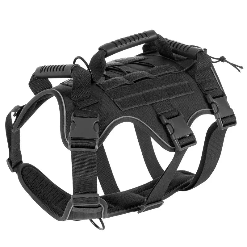 Tactical Dog Harness with Handle - Military Grade Anti-Pull Harness for Large Dogs, Breathable Reflective