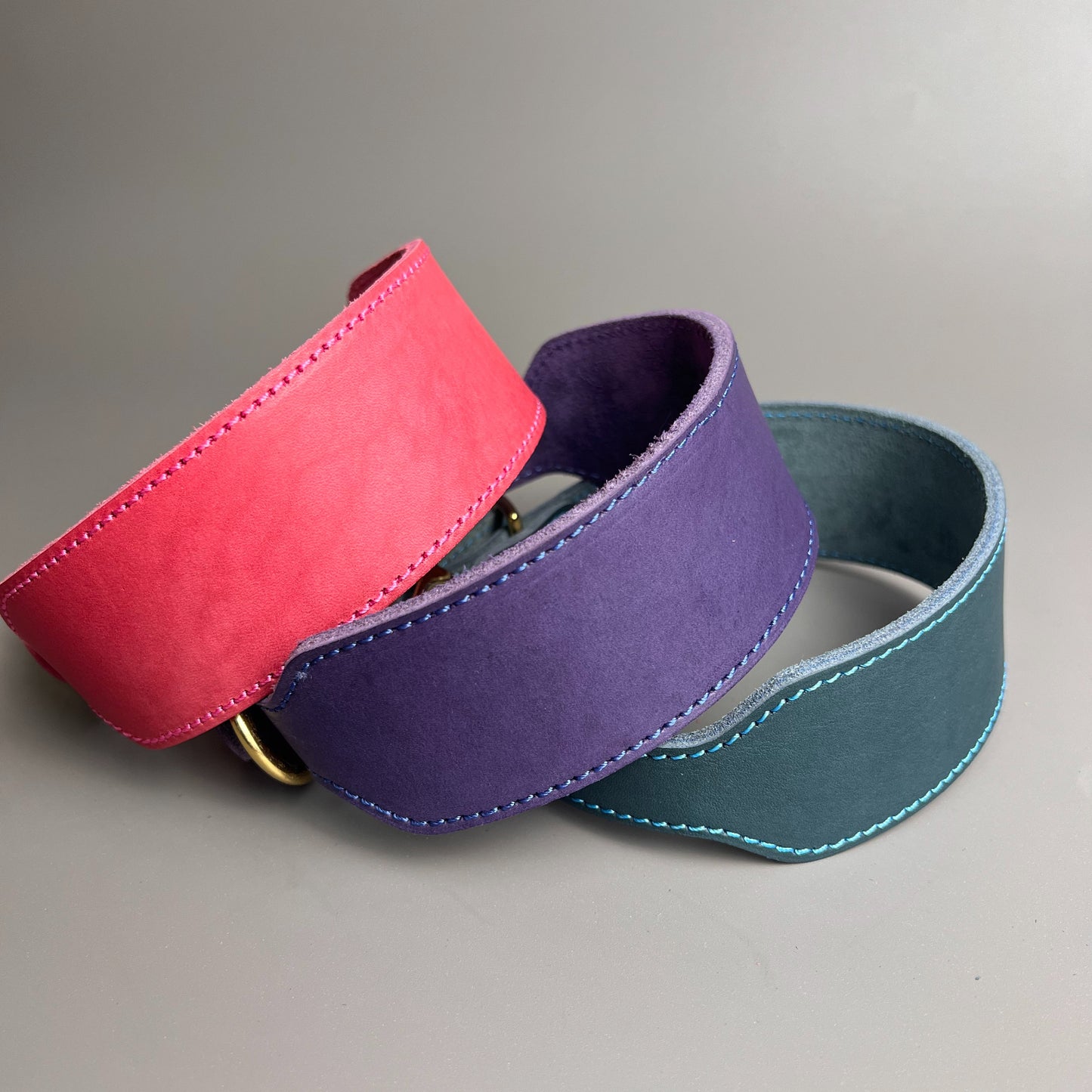 Handmade Leather Martingale Greyhound Collar | Brass Hardware
