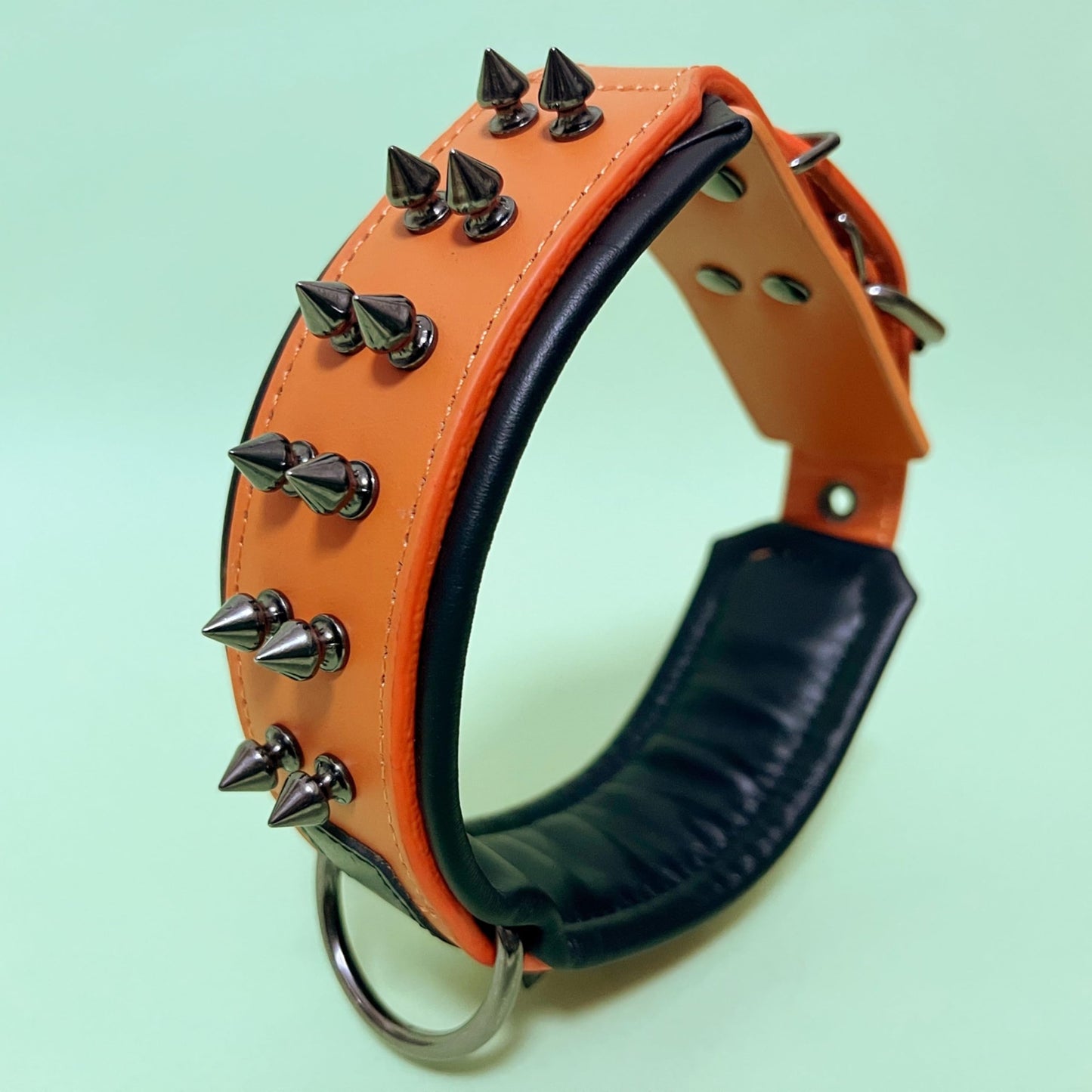 Training Everyday Leather Dog Collar Wide Studded Spiked Collar for Large Dogs pit bull,German Shepherd,Poodle