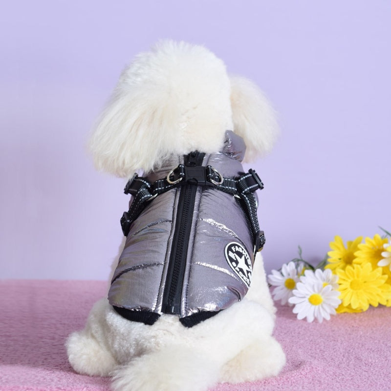 Dog outdoor vest warm reflective chest back traction buckle small dog