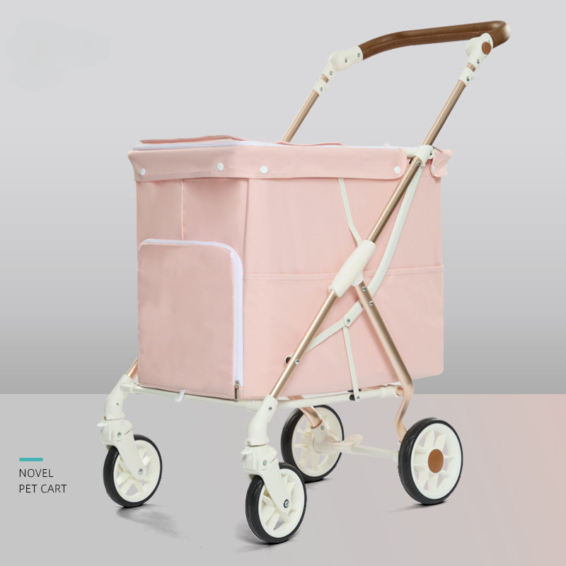 Foldable pet stroller with large space suitable