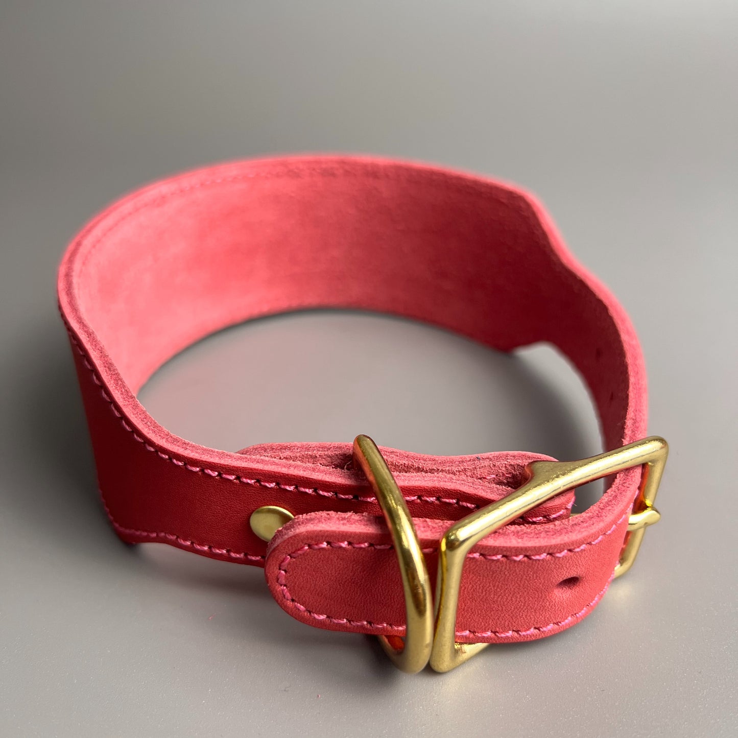 Handmade Leather Martingale Greyhound Collar | Brass Hardware
