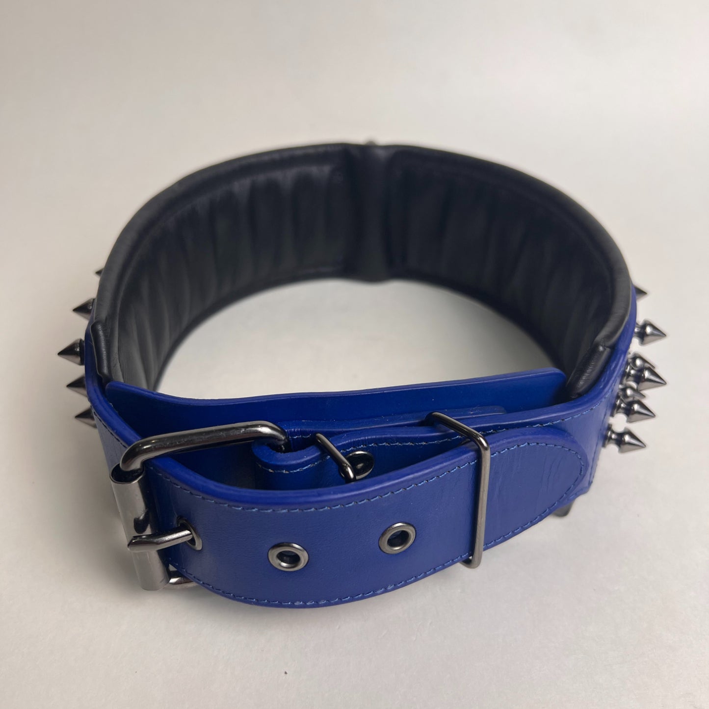 Comfort Fit Wide Leather Dog Collar Thick Studded Spiked Collar pit bull,German Shepherd,Poodle
