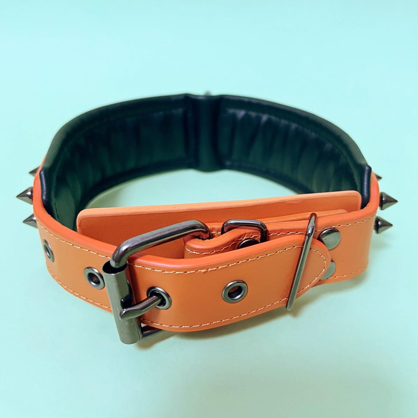 Training Everyday Leather Dog Collar Wide Studded Spiked Collar for Large Dogs pit bull,German Shepherd,Poodle