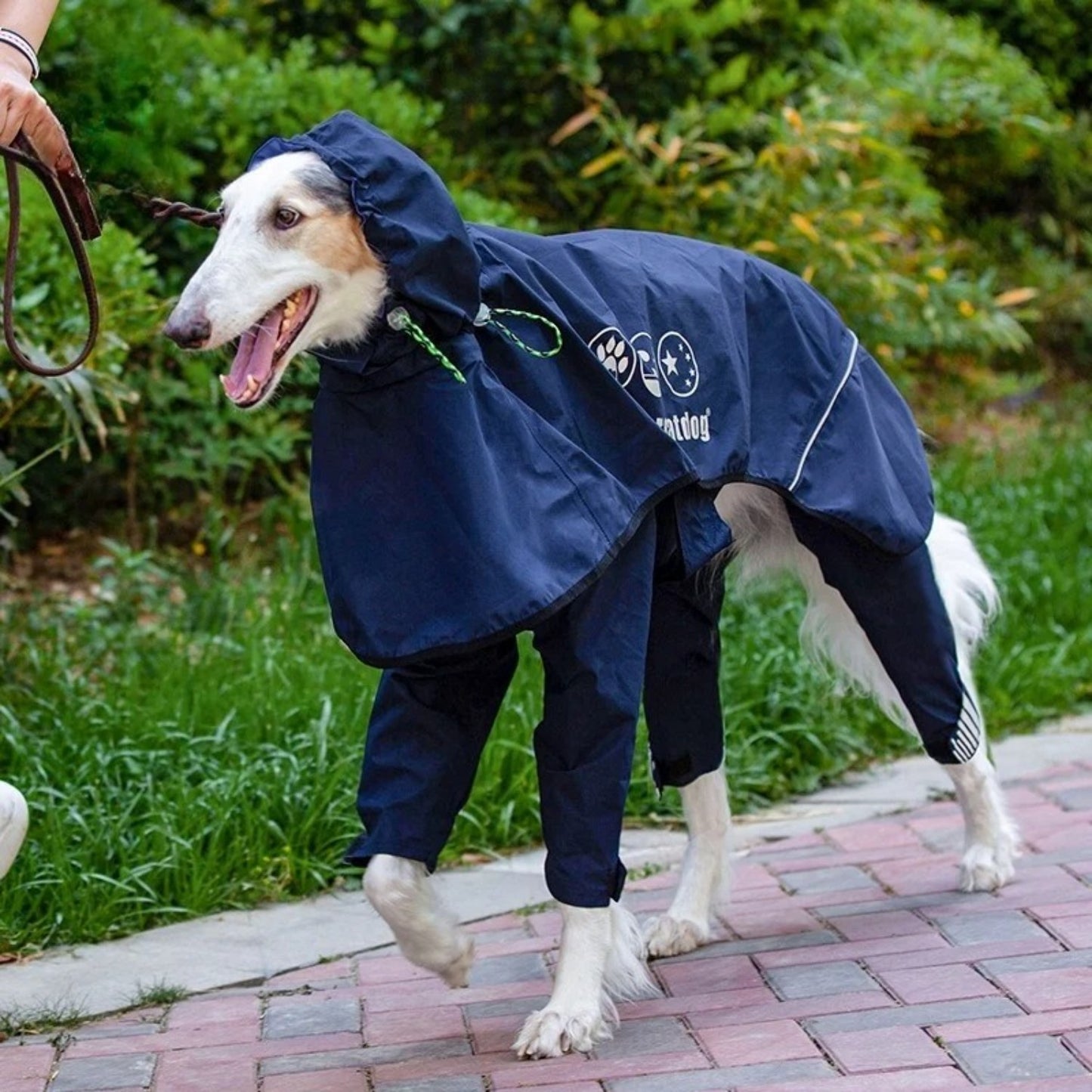 Dog raincoat waterproof integrated raincoat, four legged reflective assault suit with adjustable hood for sheepdogs Labrador