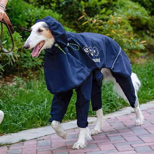 Dog raincoat waterproof integrated raincoat, four legged reflective assault suit with adjustable hood for sheepdogs Labrador