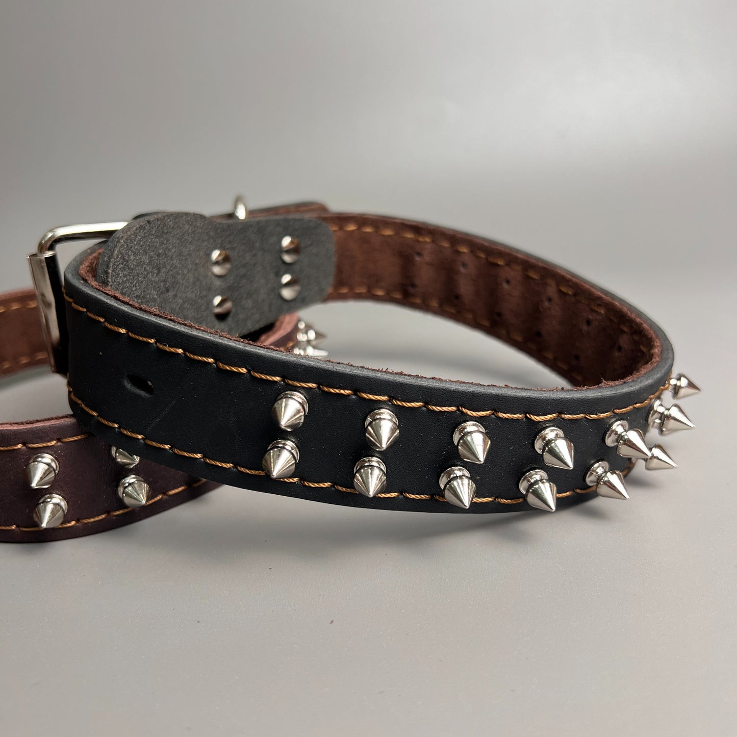 Handmade Spiked Dog Collar Genuine Leather Studded Punk Collar Durable Strong Collar for Pitbull Rottweiler