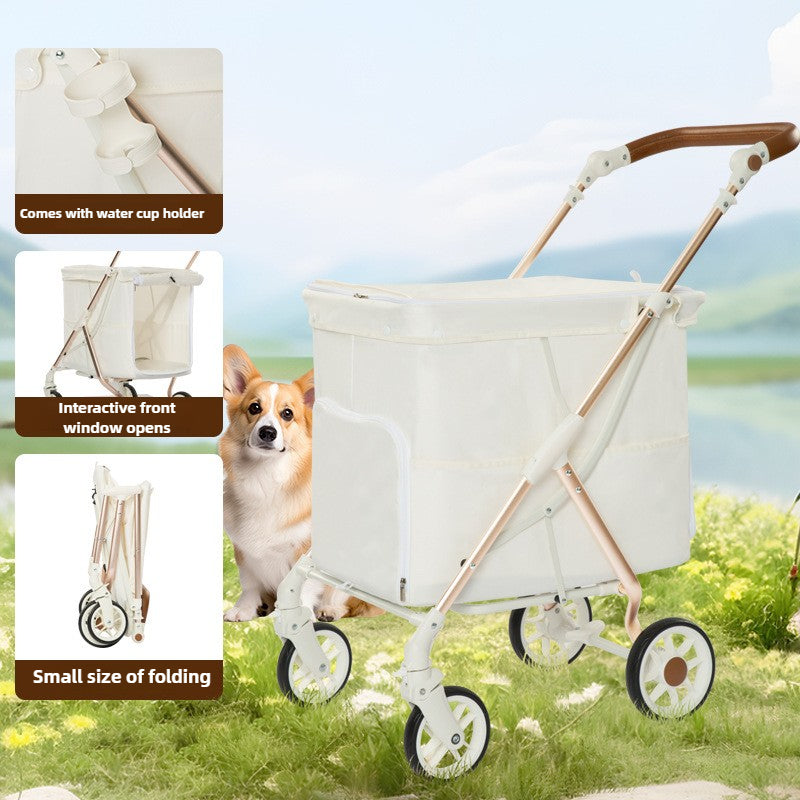 Foldable pet stroller with large space suitable