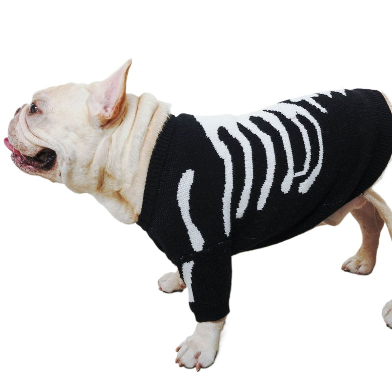 Dog sweater skull pattern core-spun yarn